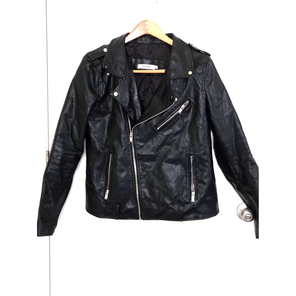 Womens Just Fab‎ Faux Black Leather Jacket Size XL